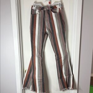 Multicolor Striped Flare Jeans